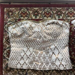 Free People Shellbourne Metallic Embroidered Corset Top Size 6